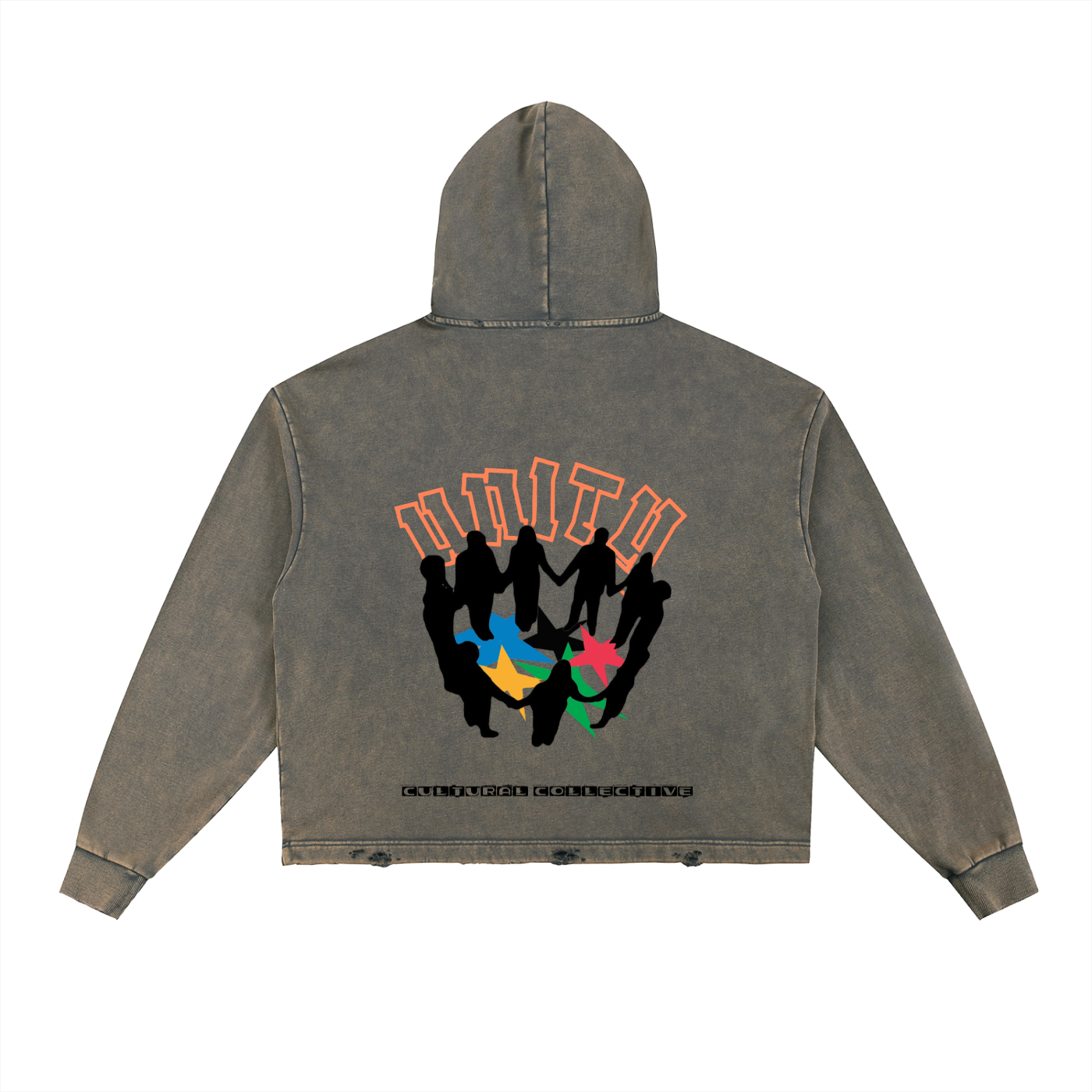 Unity Acid Washed Frayed-Hem Hoodie