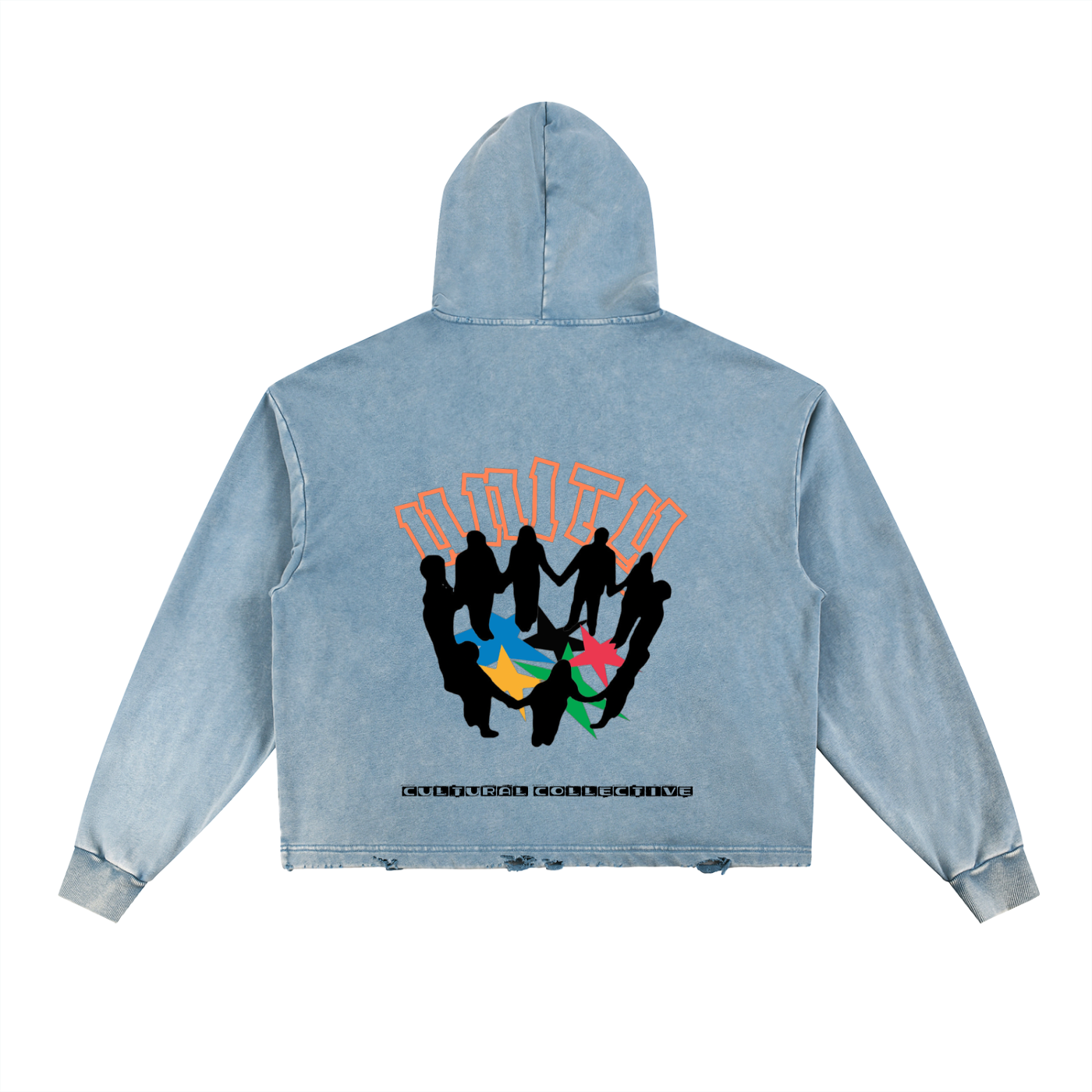 Unity Acid Washed Frayed-Hem Hoodie